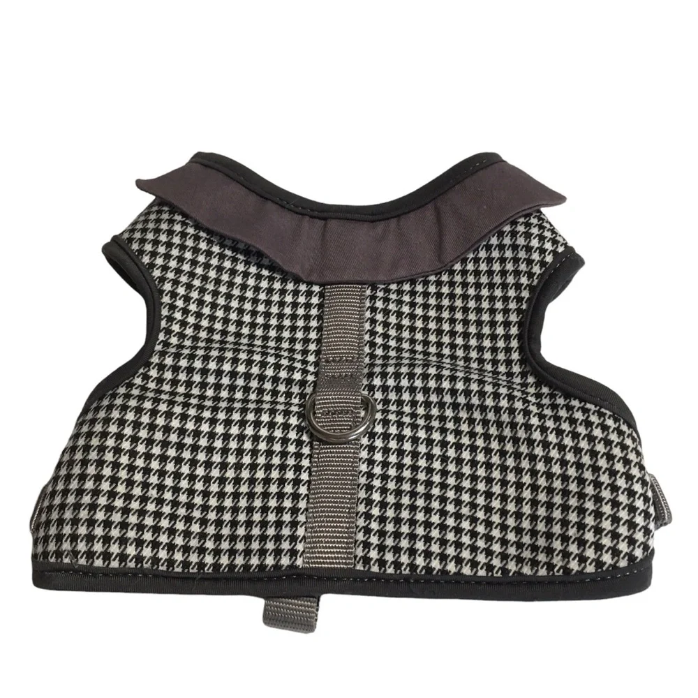 Dogo Pet Fashions EasyGO Gray Houndstooth Tuxedo Dog Vest Harness NWOT